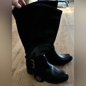 NWOT Black Leather Knee-High Boots
